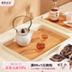 摩登主婦日式托盤(pán)長(cháng)方形收納茶盤(pán)家用餐盤(pán)點(diǎn)心盤(pán)密胺茶托盤(pán) 仿木紋托盤(pán)-特大號