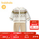巴拉巴拉【商場(chǎng)同款】童裝寶寶套裝秋冬裝男女童三件套polo領(lǐng)文藝可愛(ài)衣服 白咖色調00315 90