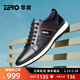 零度男鞋運動(dòng)鞋男休閑皮鞋韓版百搭潮流軟面皮戶(hù)外跑步鞋板鞋子男 偏大一碼-黑色 40