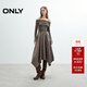 ONLY2025夏季新款優(yōu)雅拼接假兩件露肩A字傘裙連衣裙女|125307032 E05繩索灰色 XS