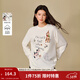 茵曼（INMAN）2025秋冬女裝新款趣味萌寵印花磨毛T恤寬松長(cháng)袖中長(cháng)款上衣  米白色 XL