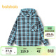 巴拉巴拉兒童襯衫男童襯衣大童秋裝長(cháng)袖連帽復古格紋 藍色調00488 160cm
