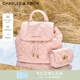 CHARLES&KEITH菱格大容量柔軟多用背包書(shū)包雙肩包包女包生日禮物CK2-60151400 粉紅色Pink S