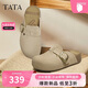 他她（TATA）女鞋勃肯鞋外穿厚底休閑毛毛鞋拖鞋 杏色 37