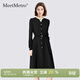 MeetMetro瑪依爾荷葉領(lǐng)收腰連衣裙女2025春新款中長(cháng)裙裙子 黑色【現貨閃電發(fā)】 L