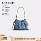蔻馳（COACH）【品牌直供】女士FAYE經(jīng)典標志單肩斜挎拉繩云朵包靛藍色CDB94