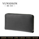 曼尼瓊詩(shī)（VUNIQSON）品牌錢(qián)包男長(cháng)款真皮手抓包女神節手拿包拉鏈商務(wù)軟皮手包柔軟潮 黑色