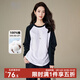 晚白【新品】2026春款經(jīng)典黑白撞色全棉上衣寬松舒適大碼T恤衫女 白色 L