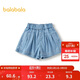 巴拉巴拉童裝兒童短褲女童牛仔褲2025夏季A字裙褲蝴蝶結抑菌208225110006