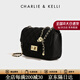 CHARLIE&KELLI CK品牌包包女款單肩包鏈條小方包斜挎送女友生日情人節生日禮物 黑色【京倉配送 贈專(zhuān)柜禮袋】