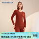 舒雅（Schiesser）情侶輕暖薄絨圓領(lǐng)玻尿酸美肌針織保暖內衣套裝 女士啡紅 L