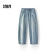 森馬（Semir）森柔|森馬牛仔褲女夏分割寬松彎刀拖地褲涼感抑菌2026新款闊腿褲 牛仔藍80317 M