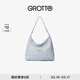 GROTTO個(gè)樂(lè )經(jīng)典黑石hobo包大小號植鞣綿羊皮腋下單肩斜挎軟包通勤禮物 霧霾藍S