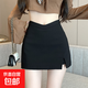 2026春夏新款純色半身褲裙女大碼胖m設計感顯瘦防走光開(kāi)衩a字短裙 黑色 XL