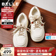百麗（Belle）時(shí)尚串珠小白鞋女26春新款商場(chǎng)厚底增高休閑板鞋F1D1DAM6 米白 37 (235mm)