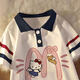 Q 24女童純棉POLO衫短袖T恤夏季新款卡通HelloKitty女大童半袖上衣服 杏色【款一】 【優(yōu)質(zhì)純棉】 150 150cm 【65-80斤】