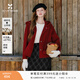 香影【山羊絨+綿羊毛】連帽雙面呢大衣女2025冬季新款毛呢紅外套 酒紅 M 160/84A/95-110斤