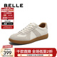 百麗（Belle）劉雯同款女散文詩(shī)復古德訓鞋加鞋絨棉鞋簡(jiǎn)約情侶款休閑鞋B0992AM6 米色/灰-低幫女款（內增高2cm） 38 (240mm)