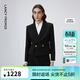 朗姿復古氣質(zhì)職業(yè)通勤黑色西裝外套春季新款短款西服上衣女 黑色2 M
