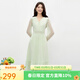 秋水伊人氣質(zhì)優(yōu)雅連衣裙2026年春季新款女休閑時(shí)尚泡泡袖蕾絲長(cháng)裙 冰淇淋綠 L