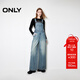 ONLY秋季萊賽爾復古高腰闊腿褲背帶褲牛仔褲女|12437M003 J33 350水洗牛仔藍 S 160/64A