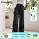 朵以2025秋季新款美式復古工裝褲時(shí)尚休閑高腰寬松闊腿褲束腳長(cháng)褲女 黑色 S