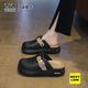 西遇（Westlink）勃肯涼拖鞋女夏季2026新款女鞋時(shí)尚防滑家居洞洞鞋外穿包頭沙灘鞋 黑色 36-37 旗艦正品