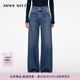 MISS SIXTY2025秋季新款牛仔褲女復古洗水微彈寬松休閑垂感闊腿褲 深藍常規 27 【偏大,建議拍小一碼】