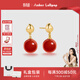 Amber Lollipop紅瑪瑙耳環(huán)女s925銀耳飾復古高級感生日520情人節禮物送女友老婆 紅色（葫系列）