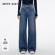 MISS SIXTY2025秋季新款牛仔褲女復古洗水微彈寬松休閑垂感闊腿褲 深藍常規 27 【偏大,建議拍小一碼】