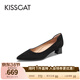 接吻貓辛芷蕾同款【經(jīng)典CAT貓掌鞋】單鞋簡(jiǎn)約通勤高跟鞋尖頭船鞋女 黑色（瘦腳卡碼拍小一碼） 37 (235mm)