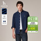 哈吉斯（HAZZYS）男裝 秋款純棉男士襯衣外穿牛仔長(cháng)袖襯衫男ASCZK1CCX44 深藍色DL L （175/96A 48）