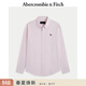 Abercrombie & Fitch經(jīng)典小麋鹿圖案美式通勤高級感府綢長(cháng)袖襯衫26春男裝125-6044 淺粉色 S (175/92A)