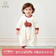 乖奇熊春秋季寶寶抓絨保暖連體衣嬰兒純棉周歲哈衣紅色爬服拜年過(guò)新年服