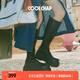COOLCHAP【李一桐同款】瘦瘦靴長(cháng)靴彈力靴厚底中筒靴子時(shí)裝靴 黑色（高筒） 38
