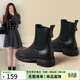 ZHR平底短靴女秋冬簡(jiǎn)約英倫風(fēng)切爾西靴女松緊帶女靴   EH19 黑色 36 