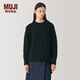 MUJI Labo 女式 羊毛 圓領(lǐng)毛衣 女款冬季 女裝 針織衫 AF02AA4A 黑色 M (160/84A)
