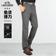 老爺車(chē)春季新款純棉休閑褲子男款直筒高腰厚款男褲中青年商務(wù)寬松長(cháng)褲男 深灰色 32 (2尺5腰圍)