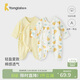 童泰（TONGTAI）嬰兒連體衣夏純棉衣服初生寶寶蝴蝶哈衣爬服提花黃色59cm