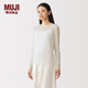 MUJI 女式 萊賽爾輕薄 圓領(lǐng)長(cháng)袖T恤 女款內搭 26年春季 女裝打底衫 米白色 L (165/88A)