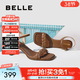 百麗（Belle）阿秋同款編織一字帶涼鞋女商場(chǎng)款度假風(fēng)高跟涼鞋D6W1DBL5 棕色 38 (240mm)