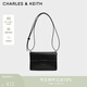 CHARLES&KEITH老花牛皮單肩斜挎信封包小方包包女包生日女神節禮物SL2-20271321 Black黑色 S