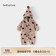 babylove寶寶毛絨連體衣秋冬季舒棉絨嬰兒保暖哈衣爬服連帽外出衣服