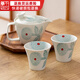 千代源波佐見(jiàn)燒勛山窯整套茶具套裝 日本進(jìn)口家用陶瓷茶壺茶杯一壺兩杯 大麗花（青綠） 3件