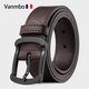 梵慕帛（VANMBO）皮帶男士真皮針扣腰帶春夏高檔純牛皮休閑潮褲帶年輕人男式褲帶 槍色扣咖色 110cm