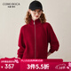 科蒙博卡秋冬半高領(lǐng)羊毛衫女 加厚開(kāi)衫毛衣外穿針織外套 石榴紅 L