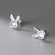 榛橙 S999足銀小兔耳釘女可愛甜美月光石螺絲耳扣簡約小眾養(yǎng)耳洞耳飾 藍(lán)色小兔耳釘螺絲款E86-2