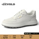 VOLO犀牛板鞋男新款鞋子男士小白鞋男真皮透氣厚底休閑皮鞋 白色 40