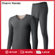 Charm Kendo男士保暖內衣男套裝冬季德絨蠶絲羊毛加絨發(fā)熱秋衣秋褲男生禮盒裝 深灰【300g德絨羊毛蠶絲套裝】 2XL （151-170斤） 送老公送男友
