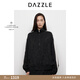 DAZZLE 地素短外套2025年春季新款黑色螺紋裝飾夾克 黑色 S